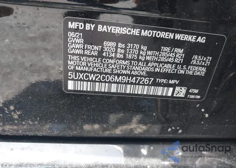 2021 BMW X7 xDrive40I z USA, uszkodzony, nr VIN 5UXCW2C06M9H47267